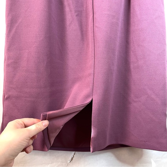 Oleg Cassini Women Size 14 Knee Length Crepe Dress with Cascade Chianti Wedding - Picture 9 of 11